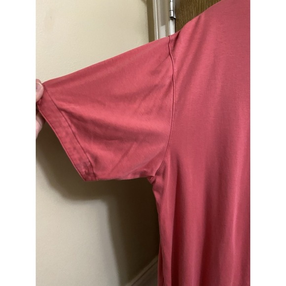 CLAIBORNE Cotton 1/4 Zip Neck Short Sleeve Polo Shirt XLT Pink Blue Fold Trim - Picture 8 of 11